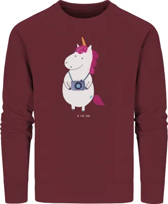 Produktbild von Mr. & Mrs. Panda Baumwoll Sweatshirt Einhorn Fotograf Größe L - Burgundy - Geschenk, Pulli, Kamera, Pullover, Urlaub, Reise, Sweater, Einhörner, Bio, Unicorn