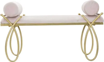 Image de Banc Panca 49 x 53 x 112.5 cm Métal MDF Polyester Or Rose