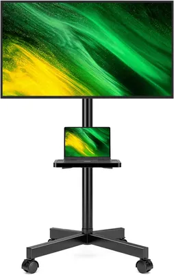 Obrázek produktu pro Stojan na podlahu - Televize - Mobilní televizní stojan - Stojan pro LED a LCD televizory o velikosti 23-60 palců - Televize - Vozík s kolečky a policí - Nosnost do 35 kg