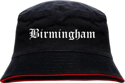 Produktbild von Birmingham Anglerhut - Altdeutsche Schrift - Schwarz-Roter Fischerhut S/M SchwarzRot