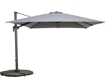 Image de Parasol déporté inclinable et rotatif  3x3m  et 4 dalles lestées gris - Oviala Malaga