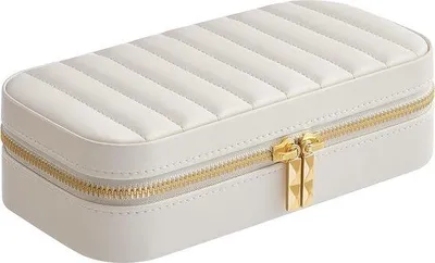 Produktbild von Juwelen-Verwaltungskiste mit Kosmetik-Untersuchungsspiegel - Weiss - 20,5*10,5*6 cm - Ideal für Schmuckketten, Anhänger, Schmuck und Zubehör