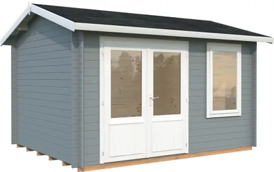 Produktbild von Gartenhaus Palmako Iris 9,6 m² inkl. Fußboden 404 x 340 cm hellgrau-weiß