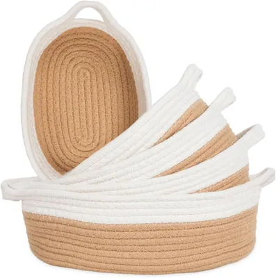Produktbild von Aufbewahrungskörbe Set, Dekokiste, Körbe aus natürlichem Baumwollseil zum Ordnen, Kleiner Korb für Babyzimmer, Hundespielzeugkörbe, für das Badezimmer