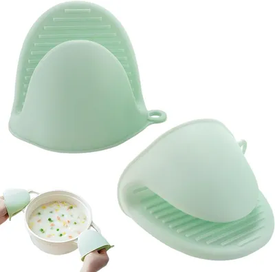 Produktbild von BPA-freie Silikon-Ofenhandschuhe, hitzebeständig bis 240 °C, spülmaschinenfest, mintgrün