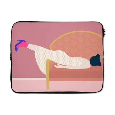 Produktbild von MuchoWow® Laptop Hülle 17 Zoll Laptoptasche Vintage - Frauen - Pastell - Zipper - Schutzabdeckung