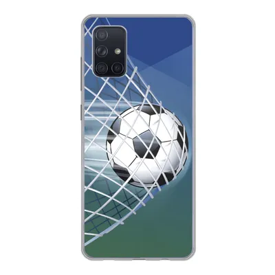 Produktbild von MuchoWow® Handyhülle Schutzhülle Hülle für Samsung Galaxy A51 Eine Illustration eines Fußballs im Netz - Jungen - Mädchen - Kinder Silikon Softcase Handy Hülle - Schutzabdeckung