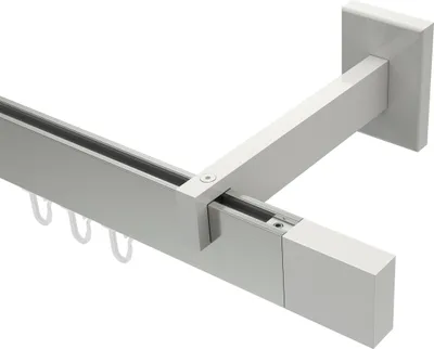 Produktbild von Interdeco Innenlaufstange / Gardinenstange mit Innenlauf Edelstahl-Optik / Weiß, Typ Smartline Lox (Quader), 14x35 mm 1-läufig, 200 cm