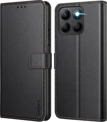 Produktbild von Honor X8b Handyhülle Leder Schwarz mit Kartenschlitzen & Standfunktion