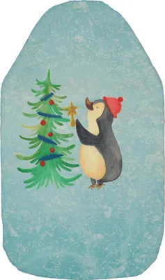 Produktbild von Mr. & Mrs. Panda Wärmekissen Pinguin Weihnachtsbaum - Eisblau - Geschenk, Weihnachten, Flauschige Wärmflasche, naturkautschuk, Wärmflaschen, Winter, wärmebeutel