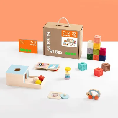 Obrázek produktu pro Montessori dřevěné hračky 6 v 1 pro batolata ve věku 7-12 měsíců