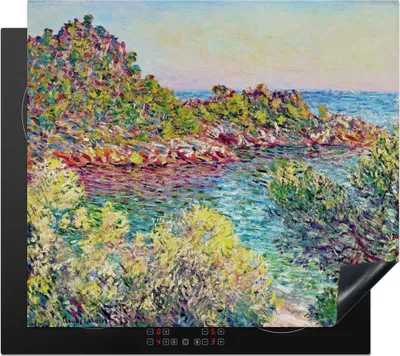 Produktbild von KitchenYeah© Herdabdeckplatte Landschaft bei Montecarlo - Gemälde von Claude Monet , 57x51cm, Küche Deko, Glaskeramikkochfeld Herdabdeckung, Abdeckplatte fùr Kochfeld