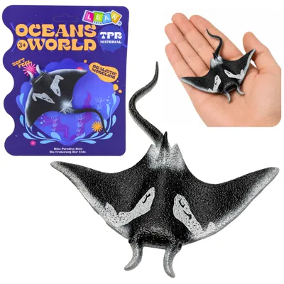 Produktbild von Fisch-Gummi-Stachelrochen-Figur, dehnbar, realistischer Meeresfisch, 13 cm