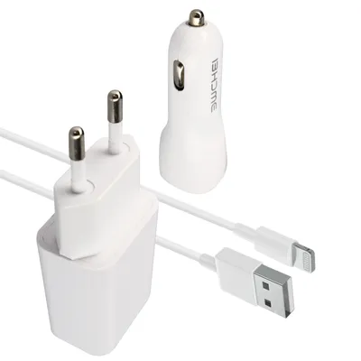 Immagine prodotto di Avizar, set caricabatterie alimentatore & auto PD 3.0 2,1 A con cavo Lightning, bianco