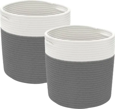 Obrázek produktu pro vidaXL Úložné koše 2 ks. Šedobílé Ø28x28 cm Bavlna