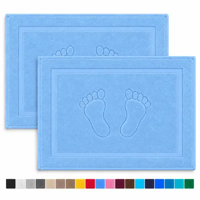 Produktbild von Komfortec Badvorleger 50x80 cm, 2er Set, 100% Baumwolle, 800 g/m², Hellblau
