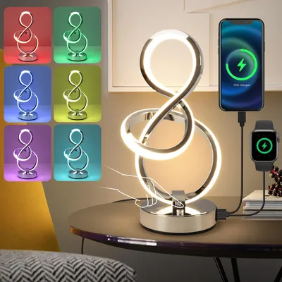 RGB LED-Tischlampe, Touch, dimmbar, 6 Farben, USB, 30 cm