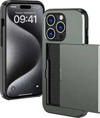 Zdjęcie produktu dla imoshion Etui z uchwytem na kartę do Apple iPhone 15 Pro - Ciemnozielony