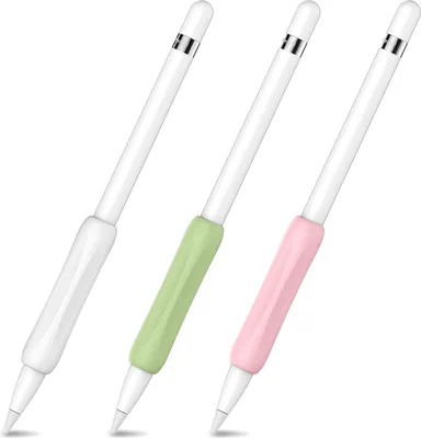 Produktbild von 3er-Pack Apple Pencil Grip Silikonhalter Ergonomisches Schutzhüllenzubehör Kompatibel mit Apple Pencil 1. & 2. Generation (Weiß + Avocadogrün + Pink)