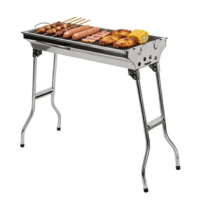 Produktbild von Edelstahl Grills Holzkohlegrill,Räuchergrill Faltbar BBQ Grill XL Tragbar Camping Klappgrill 5-10 Personen für Outdoor Garten Party 73x33.5x70cm