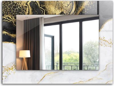 Bedruckter Spiegel - Wandspiegel - Dekorativer - Modern - 80x60 cm - Abstrakte Goldkunst