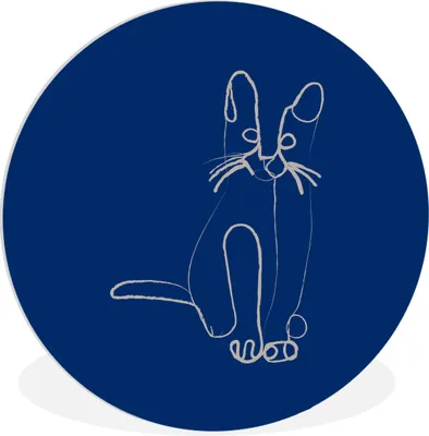 Produktbild von MuchoWow® Rundes Wandbild - Runde Bilder Haustier - Katze - Strichzeichnung Ø 90 cm Kreis Wanddekoration Kunststoff - Wandkreis - Wandschmuck - Wand-Kreis - Wohnzimmer - Bild - Runde - Wanddeko - Dibond - Kunstdrucke