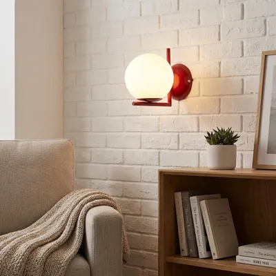 Produktbild von BARCELONA LED Wandleuchte ATOM Weißes Glaskugel Ø15cm E27, Kleine Wandlampe mit