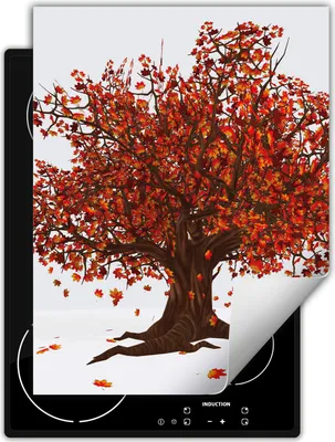 Image de DarHaus Plaque de recouvrement pour cuisinière Une pièce Cuisine Plaque de recouvrement pour plaque vitrocéramique Couverture pour plaque de cuisson à induction Tapis enroulable 40x52 cm, Arbre