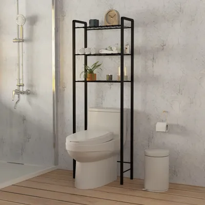 Immagine prodotto di Skye Decor, Otis, scaffale da bagno, 100% METALLO, nero, 52 x 24 x 150 cm