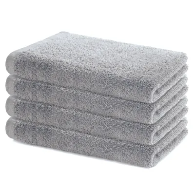 Zdjęcie produktu dla Zestaw 4 ręczników Lavea® Sydney, ręcznik bawełniany, ręcznik frotte fitness, 100% bawełna, można prać w temperaturze 60°C, frotte, 4 sztuki, 40 x 70 cm, srebrny