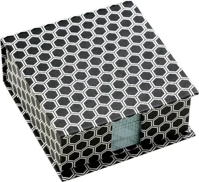 Produktbild von Hexagonale Zettelbox mit Magnetverschluss, 200 beidseitig farbig bedruckte Notizzettel