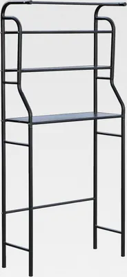 Produktbild von Waschmaschinenregal 65 x 25 x 163 cm Schwarz Standregal Badezimmer Aufbewahrungsorganisator mit Hängestange