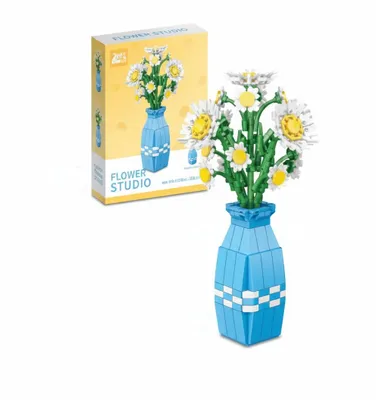 Produktbild von COIL Spielbauklötze, Blumenstrauß, Bausteinset, Spielbausteine, Baukasten, Botanische Sammlung, Wohndekor, Modell: 9106A, Gelb, 537 St.