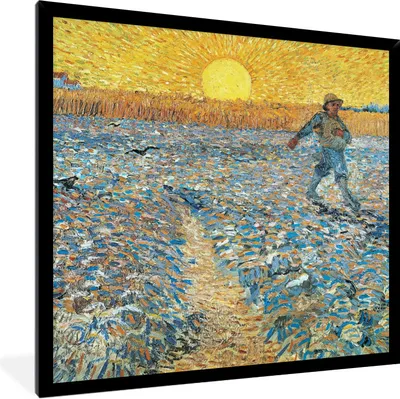 Produktbild von MuchoWow® Gerahmtes Poster Der Sämann - Vincent van Gogh 40x40 cm - Poster mit Schwarzem Bilderrahmen Wandposter Rahmen Foto Bilder - Mit Rahmen - Wanddekoration Schlafzimmer
