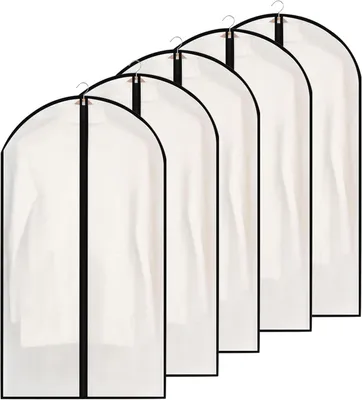 Produktbild von Kleidersack Anzug 5 Stück,Hochwertiger Kleidersäcke,Halbtransparent 60x120 Cm Große Kapazität,Kleiderhüllen mit Reißverschluss,Für Kleider Jacken Hemden Abendkleider Aufbewahrung