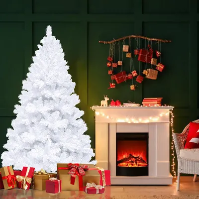 Zdjęcie produktu dla Jayseuw, choinka o wysokości 180 cm, choinka bożonarodzeniowa z metalowym stojakiem. Łatwy montaż, idealna na wesele, Boże Narodzenie, do sypialni. Kolor: biały