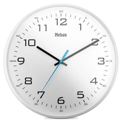 Wanduhr, analog, Quarz, 30 cm, weiß, große Ziffern
