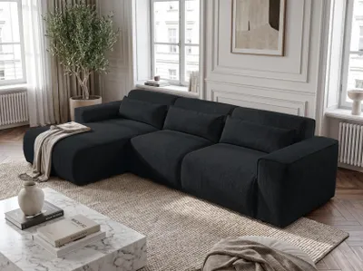 Zdjęcie produktu dla AX LIVING Zestaw wypoczynkowy z funkcją spania Ruyam Narożnik czarny L