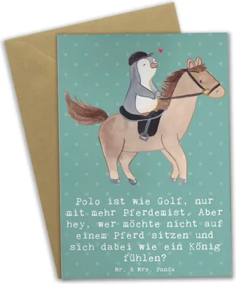 Produktbild von Mr. & Mrs. Panda Grußkarte Polo Abenteuer - Meeresbrise - Geschenk, Sportler, weihnachtskarten, Pferde, Sportart, Sport, einladungskarten, Adrenalin, dankeskarten