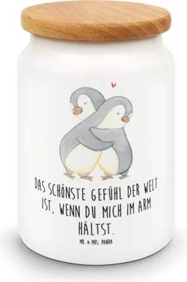 Produktbild von Mr. & Mrs. Panda behälter Pinguine Kuscheln - Weiß - Geschenk, Freundin, Keksdose, Teedose, für, Frauen, Dose, Jahrestag, Aufbewahrungsdose, Vorratsbehälter, Hochzeitstag