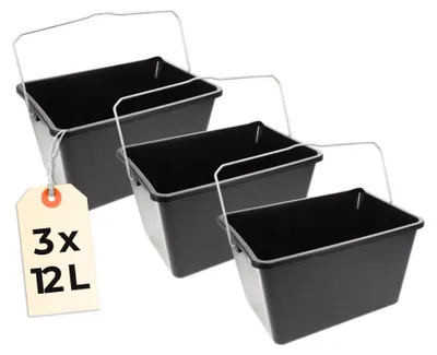 Produktbild von 3 x Farbeimer leer mit Ausgießer Eimer Eckig Malerzubehör Kunststoff Eimer Malereimer Lackeimer Streicheimer mit Skala Universaleimer Farb Kübel 12 Liter