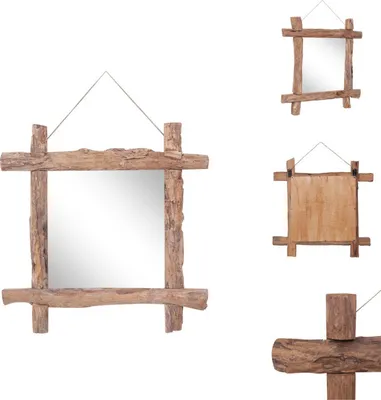 Image de vidaXL Miroir en bois naturel 70 x 70 cm Bois ancien massif -  Miroir