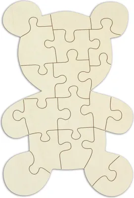 Produktbild von Personalisierbares Blanko-Holzpuzzle "Teddybär", zum selbst gestalten – 19 Teile ca. 59 x 40 cm,  leeres Holzpuzzle im Jutebeutel inkl. Puzzlevorlage