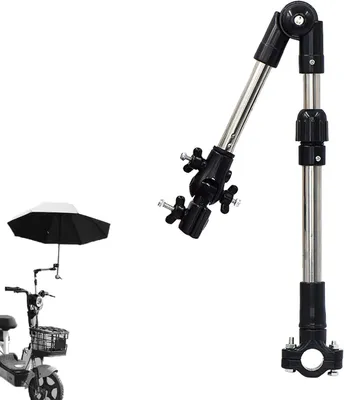 Produktbild von Regenschirmhalterung - 53–57 cm - Ausziehbar – Zusammenklappbar – für Rollstuhl, Elektromobil, Scooter, Kinderwagen – Schwarz