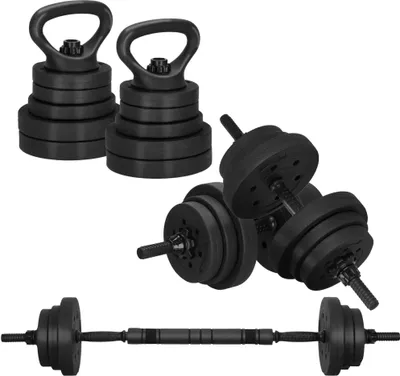 Immagine prodotto di Springos® Set di manubri 2 bilancieri 20 kg Set di manubri con tubo d'acciaio di collegamento Pesi regolabili in bitume