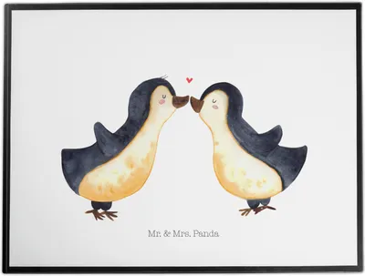 Produktbild von Mr. & Mrs. Panda Schreibunterlage Pinguin Liebe - Weiß - Geschenk, Unterlage Schreibtisch, arbeitsunterlage, Liebespaar, Tischschoner, Jahrestag, schreibtischunterlagen