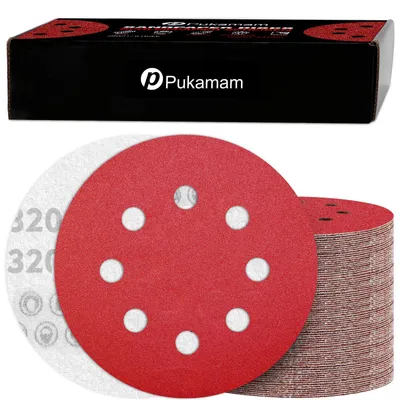 Schleifpapier 125 mm, Klett, Körnung 320, 120 Stück, 8 Löcher
