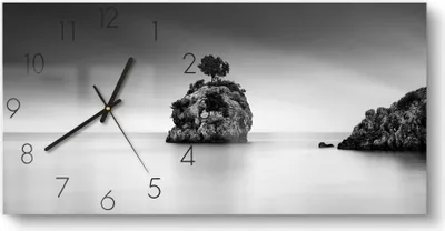 Produktbild von DEQORI Glasuhr 60x30 cm Zahlen 'Stilles Inselparadies' Wanduhr Glas Uhr Design leise Küchenuhr
