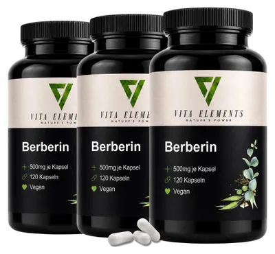 Vita Elements Berberine 500mg, set van 3.