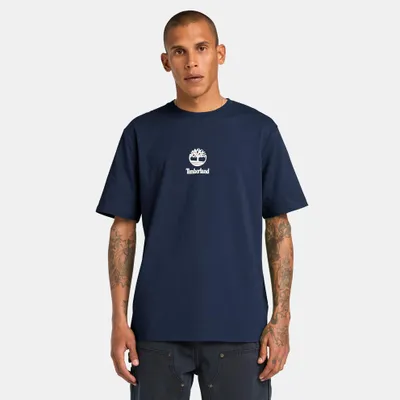 Immagine prodotto di Maglietta a maniche corte Timberland con logo stampato a strati, colore blu scuro